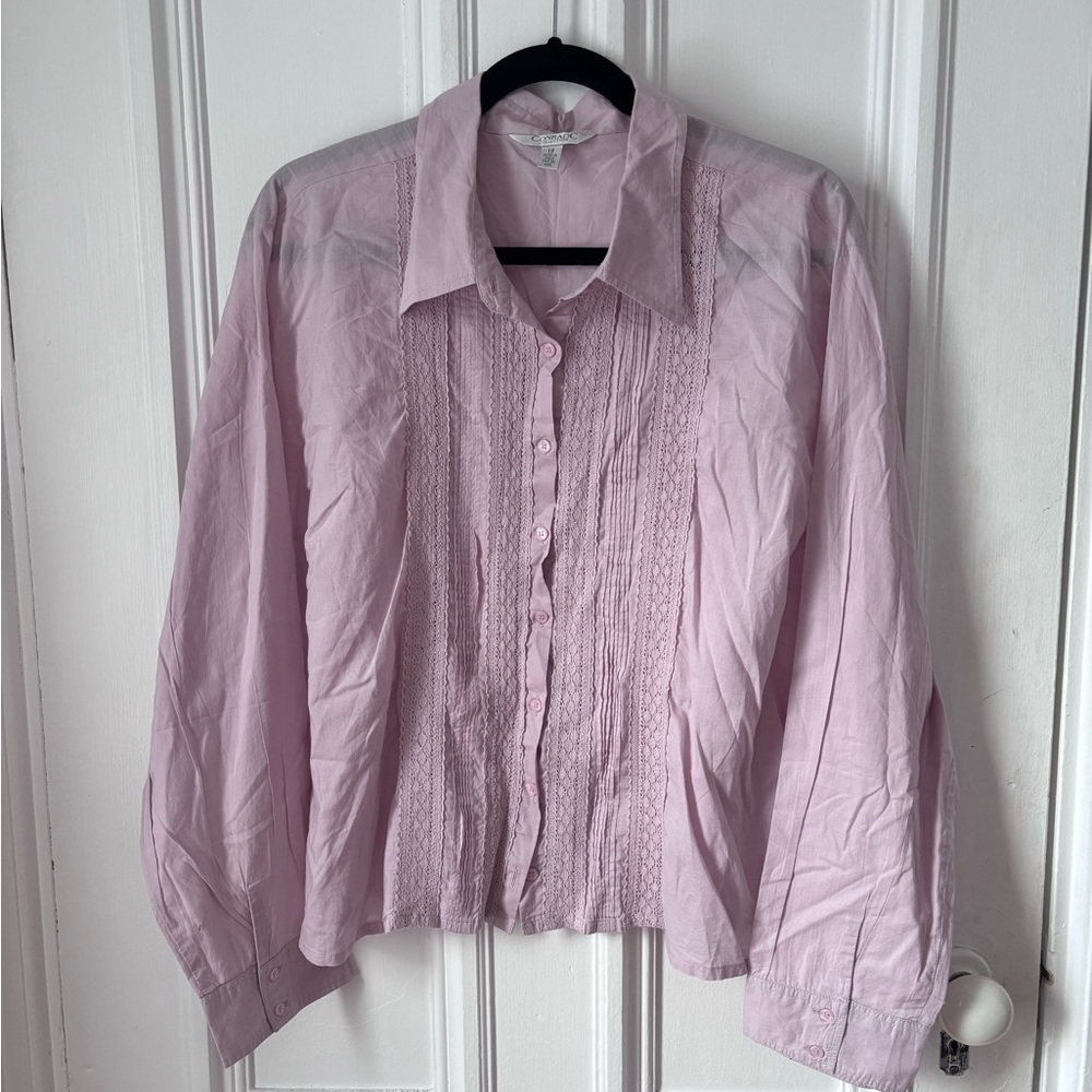 ConradC Women’s 100% Cotton Lawn Button Lace Front Long Sleeve Size 18